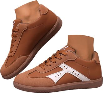 Generic Womens Retro Sneakers Vintage Leather Suede Patchwork Casual Shoes Classic Tennis Low Top Lightweight Running Trainers Walking Shoes for Women Non-Sli