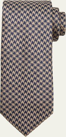 Brioni Mens Bicolor Silk Houndstooth Tie