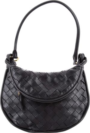 Bottega Veneta Gemelli Intrecciato Leather Small shoulder bag - Zwart