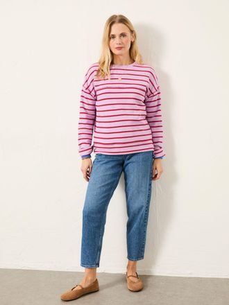 Fat Face FatFace Airlie Lilac Purple Breton Stripe Crew Sweat