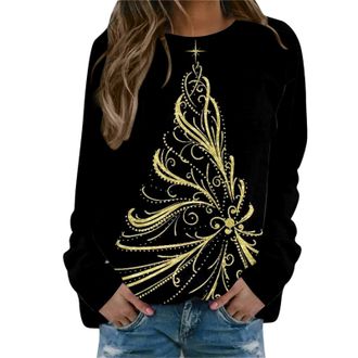 Generic Womens Christmas Jumpers Xmas Tree Print Ladies Tops Funny Christmas Jumpers for Women UK Classic Long Sleeve Crew Neck Sweatshirt Xmas Pullover Winte