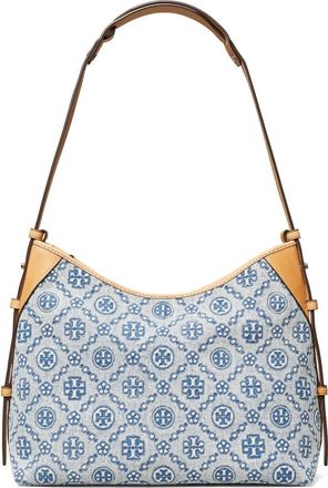 Tory Burch T Monogram Denim Messenger Bag in Powder Blue at Nordstrom