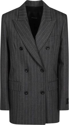 Pinko Pinko, Jassen, Dames, Grijs, L, Leer, New Guinea Jacket