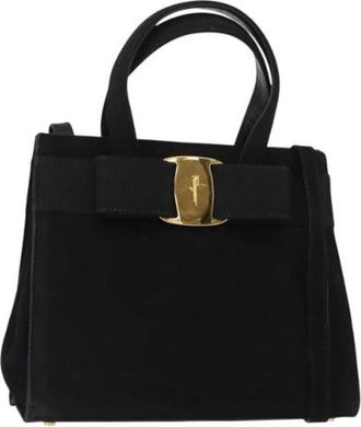 Ferragamo Pre-owned Handbags, female, Black, Size: ONE SIZE Pre-owned Suede Handbag