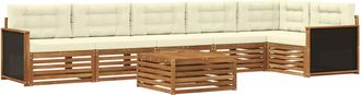 vidaXL Conjunto De Sof&aacute;s De Exterior 7 Uds. Natural Y Crema Poli&eacute;ster Vidaxl