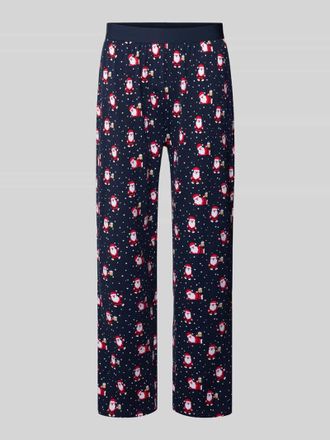 Christian Berg Pyjama-Hose mit elastischem Logo-Bund in Dunkelblau, Gr&ouml;&szlig;e M