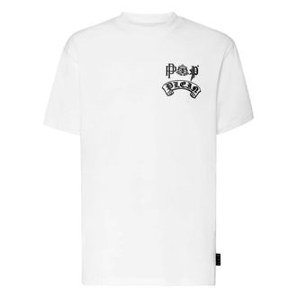 Philipp Plein Tops, Heren, Wit, 3Xl, Katoen, T-Shirt Ronde Hals Gothic
