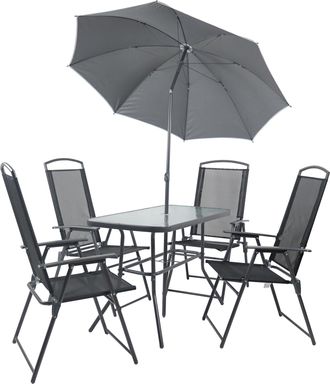 ebuy24 Vcm 5pcs Muebles De Jard&iacute;n Set Grupo De Asientos Grupo De Comedor 1xmesa, 4x Sillas Mesa Dimensiones Aprox. Al. 70 X An. 110 X P. 55 Cm Juego Hochlehn