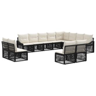 vidaXL Conjunto De Sof&aacute;s De Jard&iacute;n 12 Pcs Negro Rat&aacute;n Sint&eacute;tico Vidaxl