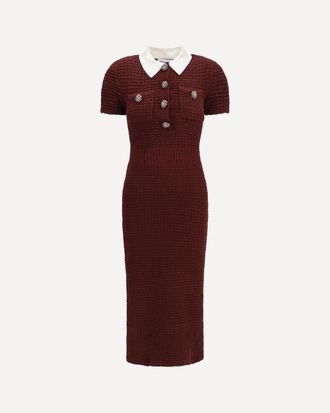 Self Portrait Knit midi Dress with statement buttons Female XS