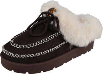 Loud Look Ladies Faux Fur Slippers Slip On Flat Heel Round Toe Comfy Casual Indoor Outdoor Warm Lined Lightweight Non Slip Shoes for Home Walking Daily Wear Sho