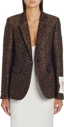 Golden Goose Dune Leopard Virgin Wool Blend Blazer in New Bison/Black at Nordstrom, Size 8 Us