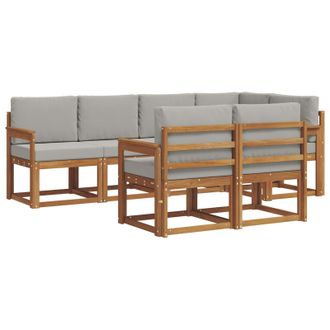 vidaXL Conjunto De Sof&aacute;s De Exterior 7 Pcs Gris Natural Y Claro Vidaxl