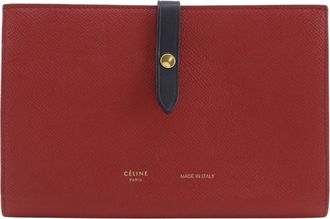 Celine Red Color Leather Long Wallet (Bi-Fold) (Pre-Owned)