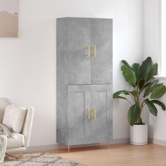 vidaXL Aparador Alto Madera Contrachapada Gris Hormig&oacute;n 69,5x34x180 Cm Vidaxl