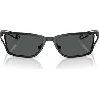 Diesel DL1015 58mm Rectangular Sunglasses in Matte Black /Dark Grey at Nordstrom