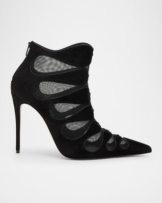 Christian Louboutin 100mm Circus Max Suede and Mesh Ankle Boots