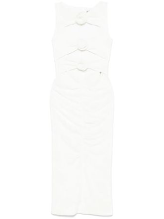 Nissa floral-appliqu&eacute; midi dress - White