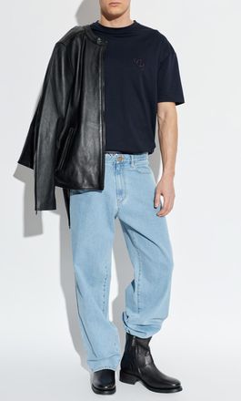 Giorgio Armani T-shirt With Embroidered Logo, Mens, Navy Blue