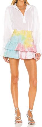 LoveShackFancy Landen Mini Skirt In Rainbow Radial Tie Dye