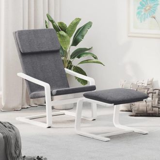 vidaXL Sill&oacute;n De Relax Con Taburete Tela Gris Oscuro Vidaxl