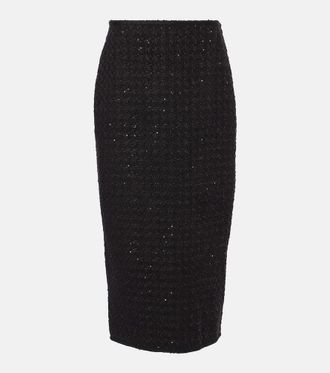 Rotate Sequined boucle maxi skirt