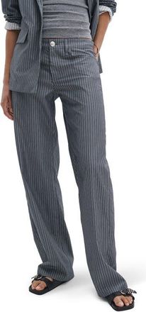 Rag & Bone Saige Stripe Straight Leg Cotton Poplin Pants in Salst at Nordstrom, Size 14