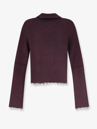 Maison Margiela Womens Cardigan Ribbed Cotton Brown Sweater