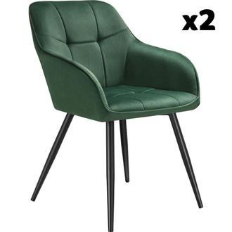 TecTake 2 sillas de comedor, efecto terciopelo, 58 x 62 x 82 cm verde/negro