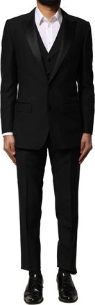 Dolce & Gabbana Black Wool 3 Piece Single Breasted Mens Suit
