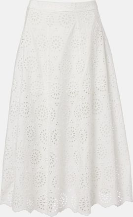 Frame Denim The Deco broderie anglaise cotton midi skirt