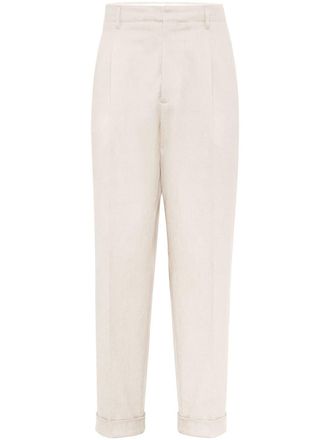 Brunello Cucinelli pleat-detailing tapered trousers - Neutrals