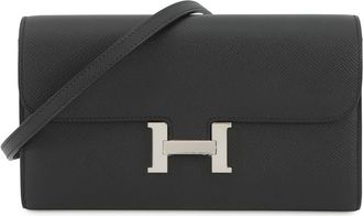 Herm&egrave;s Black Epsom Leather Chain/Shoulder Wallet (Pre-Owned)