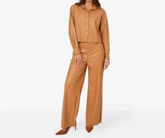Astrid Faux Leather Pull-On Pants In Camel