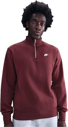Nike Club Basket Ball Half-Zip Top Mens Sweatshirt Dark Team Red/Dark Team Red/White : 2XL, Cotton/Polyester