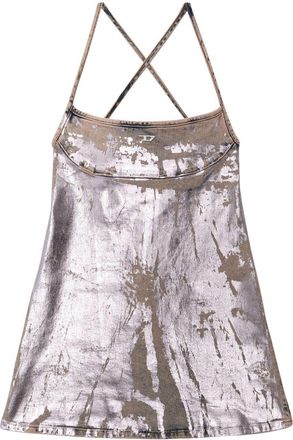 Diesel logo-plaque metallic minidress - women - Cotton/Elastane - S - Pink