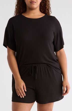 Nordstrom Moonlight Eco Easy Rib Short Pajamas in Black at Nordstrom, Size 2X