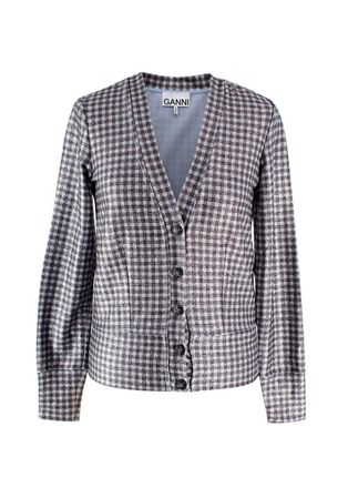 Ganni Metallic Gingham Cardigan Size XXS