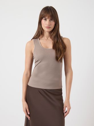 Y.A.S Tanktop Y.A.S YASPALOMA TANK TOP NOOS, Damen, Gr. XL, grau (taupe gray), Jersey, Obermaterial: 67% Viskose, 30% Polyester, 3% Elasthan, unifarben, sli