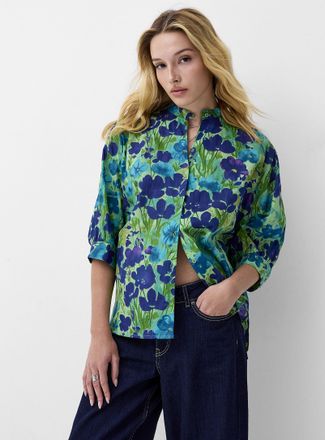 Icone Womens Lush bloom officer-collar shirt