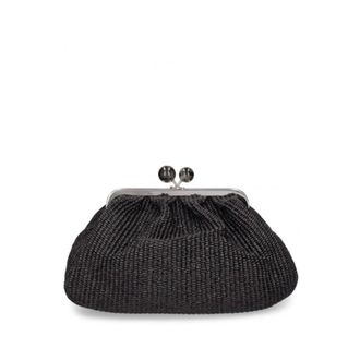 Max Mara Zwarte Pasticcino tas medium clutch rafia - Dames - Tassen - Zwart - Maat: ONE Size Leer