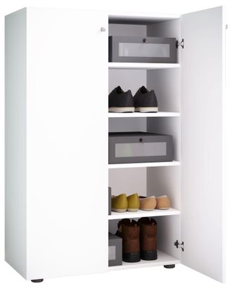 ebuy24 Ebuy24 - Gabinete De Zapato De Madera Vcm Dimensiones: Al. 110 X An. 70 X T. 39 Cm Gabinete Todo Uso 5 Compartimentos 2 Puertas Giratorias- Lona (blan