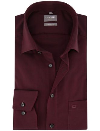 Olymp katoenen overhemd Olymp wijde fit bordeaux print strijkvrij