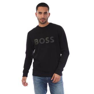HUGO BOSS Heren Salbo Logo Stretch Sweatshirt (Zwart)