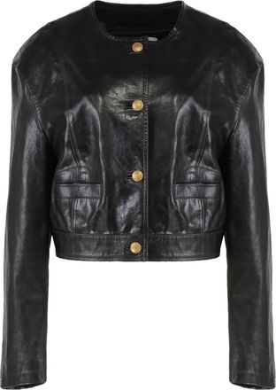Halfboy buttonned leather jacket - Black