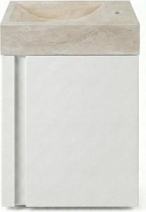 Saniclass Chaci Toiletmeubelset - 40x65cm - 1 deur - 1 kraangat - rechts - fontein travertine - mat wit