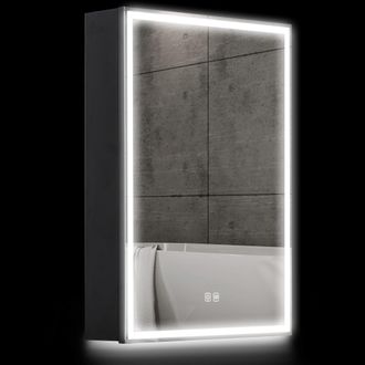 HOMCOM Bathroom Cabinet With Mirror - LED Lights And Demister Pad - Black | TJ Hughes