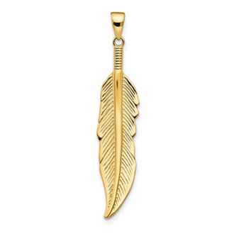 Diamond2Deal 14k Yellow Gold Feather Pendant