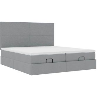 vidaXL Estructura De Cama Otomana Colchones Tela Gris Claro 200x200cm Vidaxl