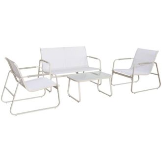 Sweeek 4-seater steel garden sofa set, beige, 78x122x39 cm